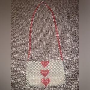 Isaac Mizrahi white and pink beaded crossbody